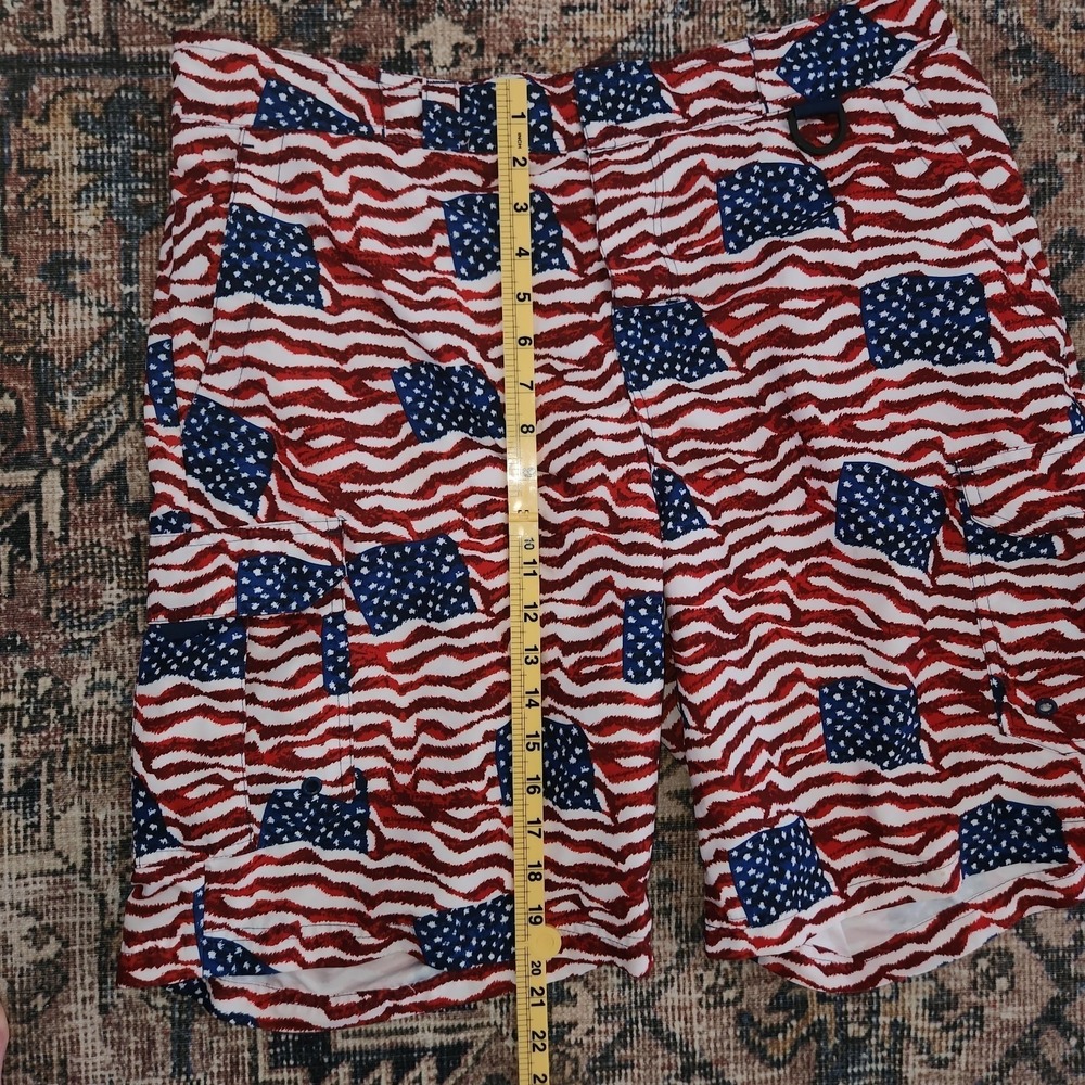 Cabela's‎ Mens L Red Blue American Flag Patriotic Cargo Board Short Swim Trunk L - Picture 2 of 7